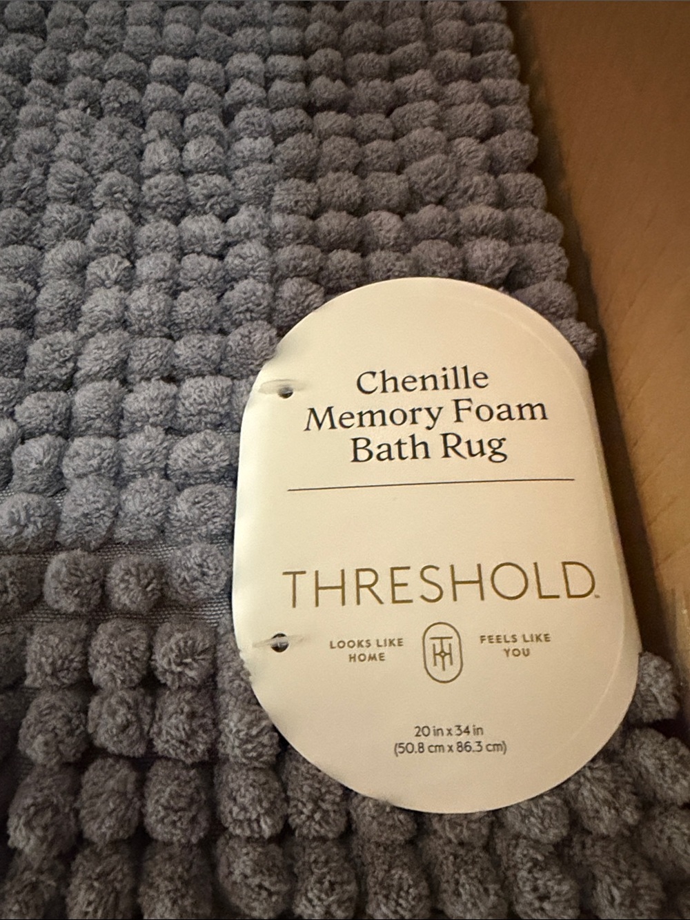 Threshold Plush Chenille Memory Foam Bath Rug - Gray 20”x34” NEW